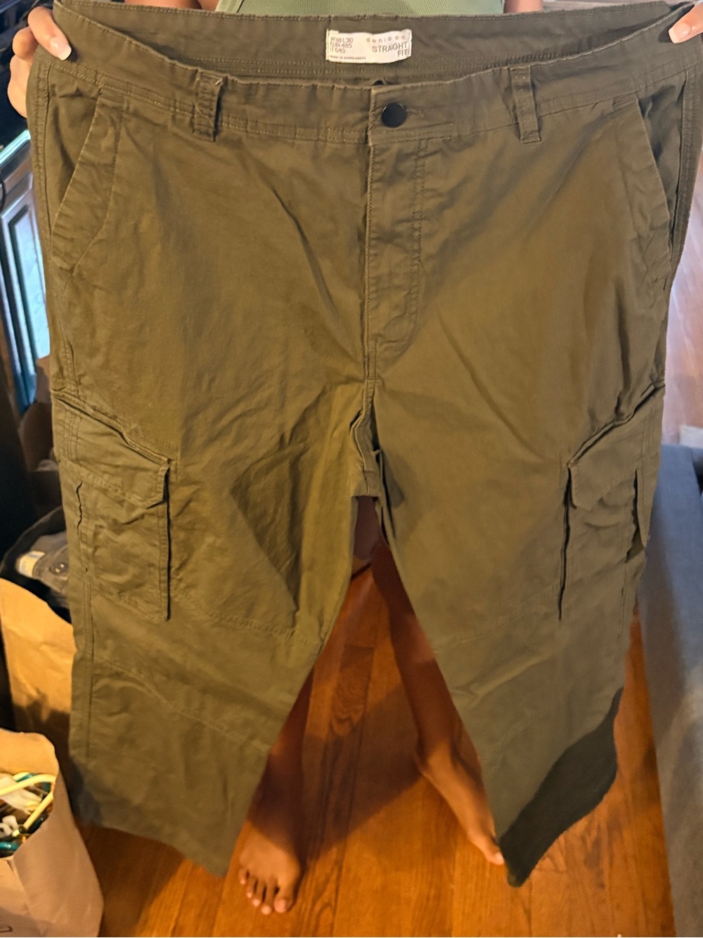Denim&Co Olive Straight Fit Cargo Pants